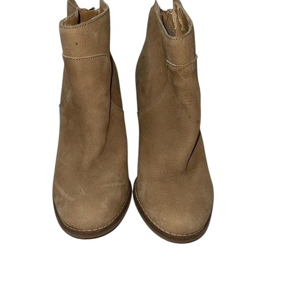 Lucky Brand Women's Boots Size 7M Tan Leather Upper Back Zip Block Heel - Picture 2 of 10